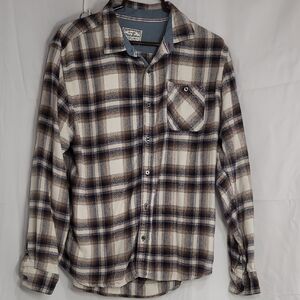 Brown and Blue Casual Button Down Shirt with Plaid Design